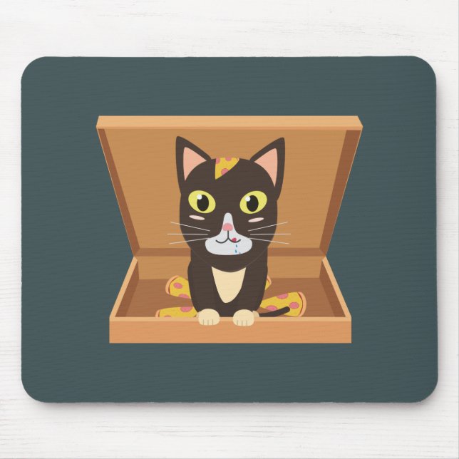 Katze in einer Pizzabox Mousepad (Vorne)