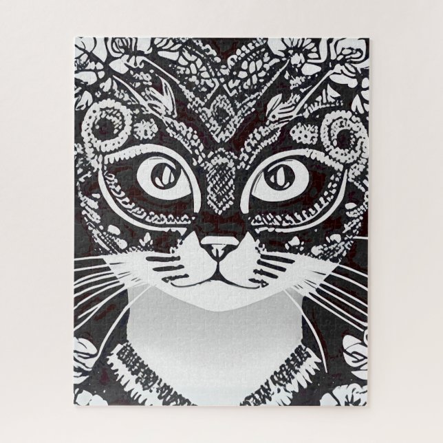 Katze in einer Schwarz-Weiß-Maske (Vertikal)