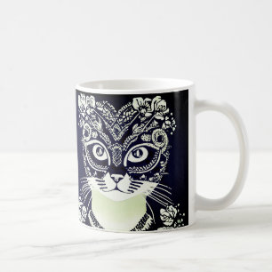 Katze in einer Schwarz-Weiß-Maske Kaffeetasse