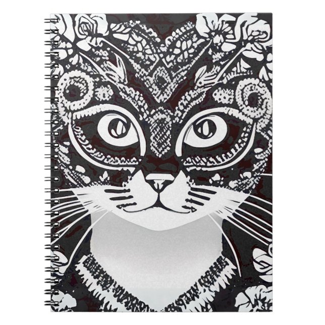 Katze in einer Schwarz-Weiß-Maske Notizblock (Vorderseite)