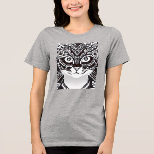 Katze in einer Schwarz-Weiß-Maske Tri-Blend Shirt