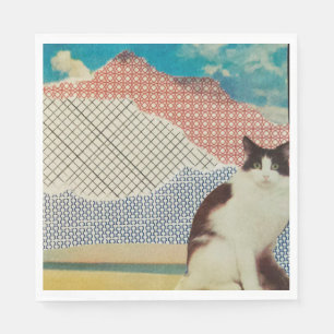 Katze in einer seltsamen Landschaft Serviette