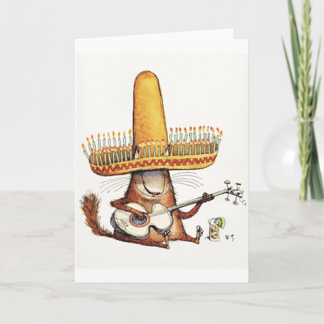 Katze in einer Sombrero-Karte Karte (Vorderseite)