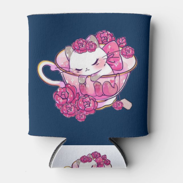 Katze in einer Tasse Tee Dosenkühler (Vorderseite)