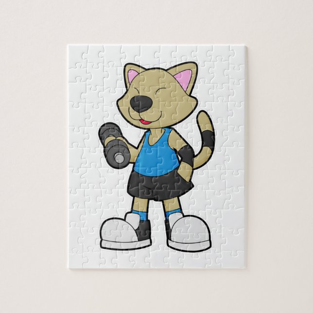 Katze in Fitness mit Dumbell (Vertikal)