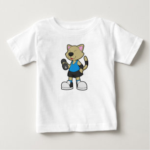 Katze in Fitness mit Dumbell Baby T-shirt