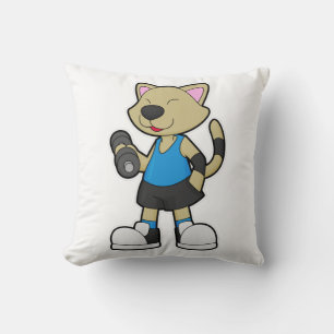 Katze in Fitness mit Dumbell Kissen