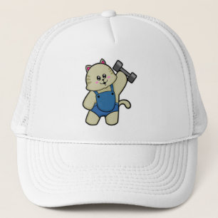 Katze in Fitness mit Dumbell Truckerkappe