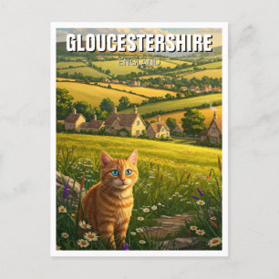 Katze in Gloucestershire England Travel Postkarte