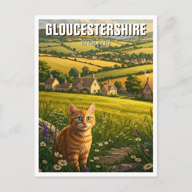 Katze in Gloucestershire England Travel Postkarte (Vorderseite)