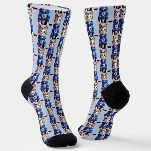 Katze in Hanukkah Sweater Socken