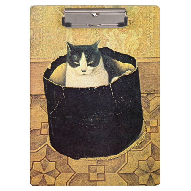 Katze in Hatbox, Solomon Meijer Klemmbrett (Vorderseite)