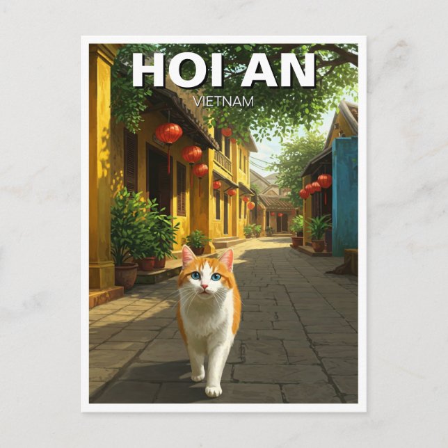 Katze in Hoi und Vietnam Postkarte (Vorderseite)