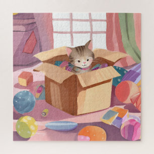 Katze in Karton Kätzchen Wasserfarben Katze