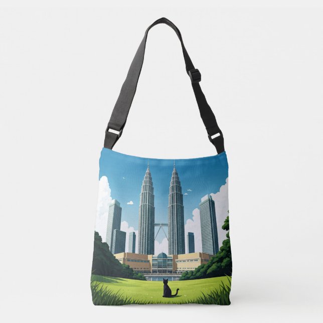 Katze in Kuala Lumpur Malaysia Tragetaschen Mit Langen Trägern (Vorderseite)