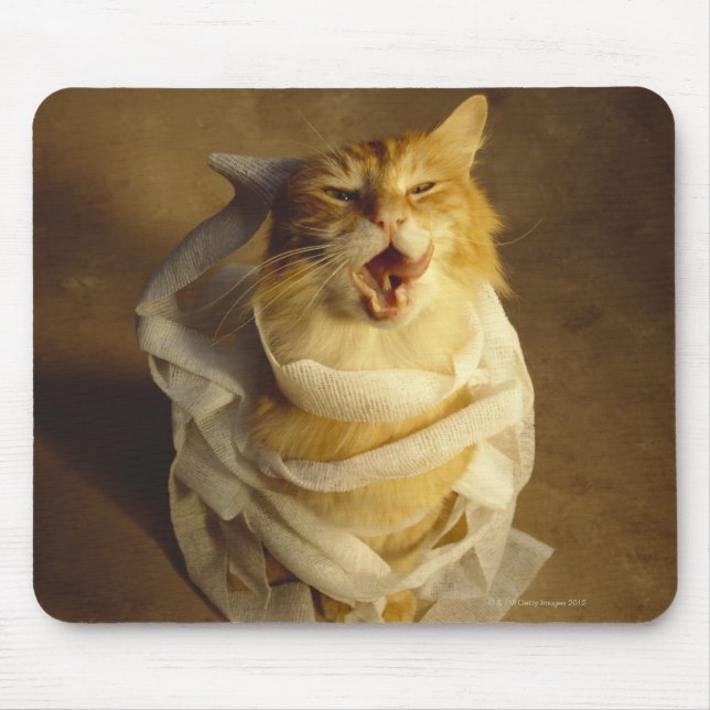 Katze in medizinischer Gaze verpackt Mousepad (Vorne)