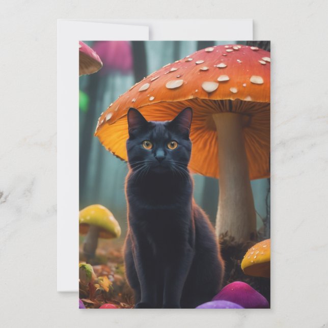 Katze in MUSHROOM Einladung (Vorderseite)