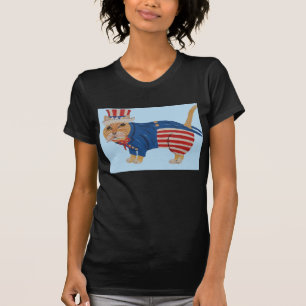 Katze in Onkel-Sam-Anzug T-Shirt