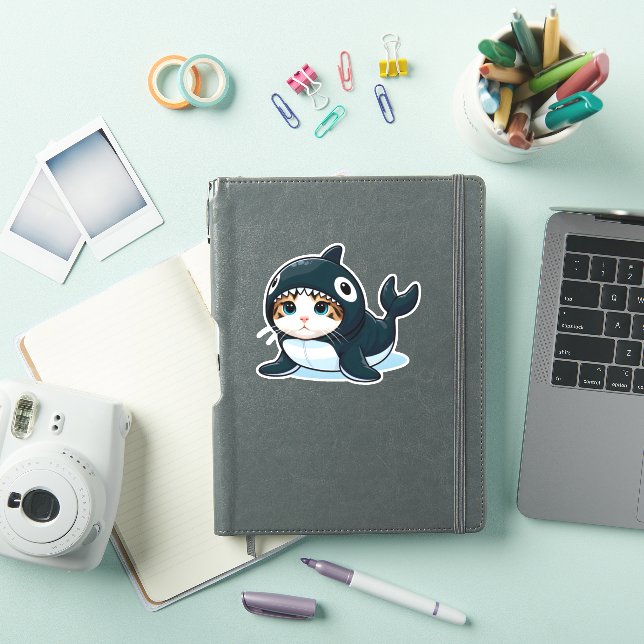 Katze in Orca Kostüm Aufkleber (iPad Hülle)