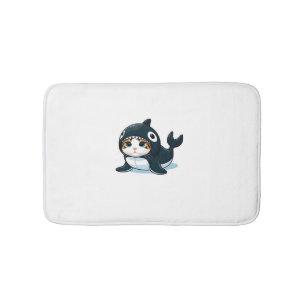 Katze in Orca Kostüm Badematte