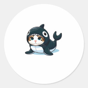 Katze in Orca Kostüm Runder Aufkleber