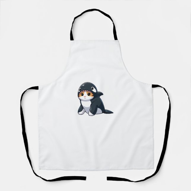 Katze in Orca Kostüm Schürze (Vorderseite)