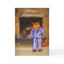 Katze in Pajamas, glücklicher Jahrestag