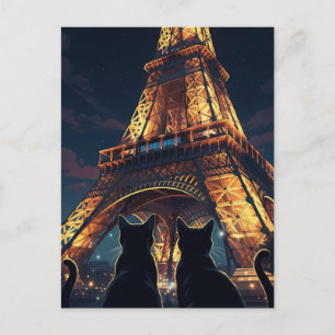 Katze in Paris Eiffelturm Postkarte