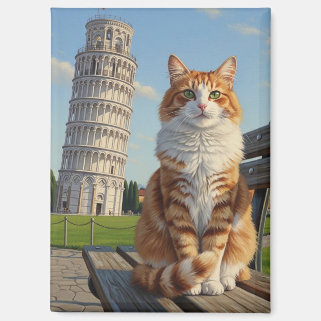 Katze in Pisa, Italien Magnet (Vorderseite)