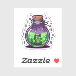 Katze in Potion Jar - Niedliches Halloween-Vinyl Aufkleber