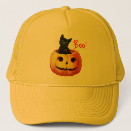 Katze in Pumpkin Halloween-Hut Truckerkappe