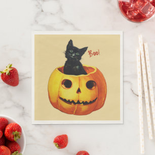 Katze in Pumpkin Halloween Papier Napkins Serviette