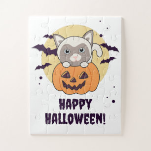 Katze in Pumpkin Sweet Cats Happy Halloween Jigsaw