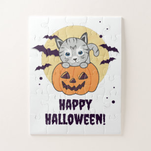 Katze in Pumpkin Sweet Cats Happy Halloween Jigsaw
