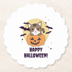 Katze in Pumpkin Sweet Cats Happy Halloween Untersetzer
