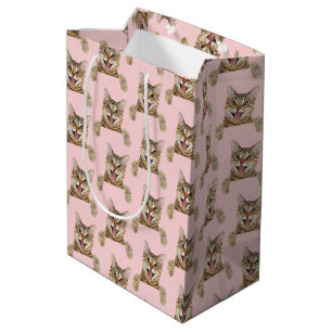 Katze in rosa Blüte Mittlere Geschenktüte