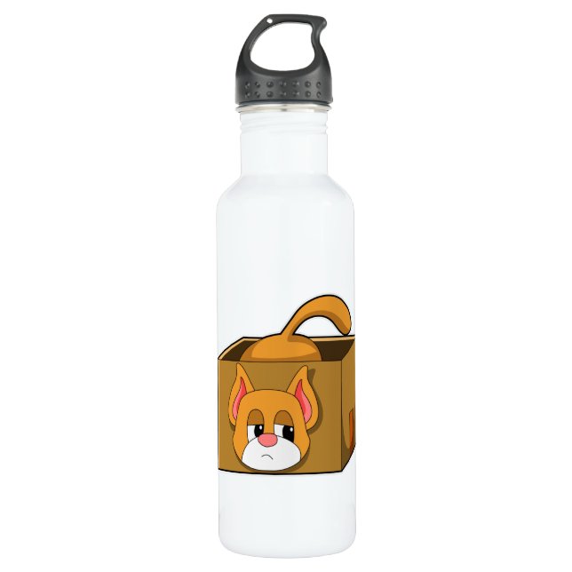 Katze in Schachtel Edelstahlflasche (Vorderseite)