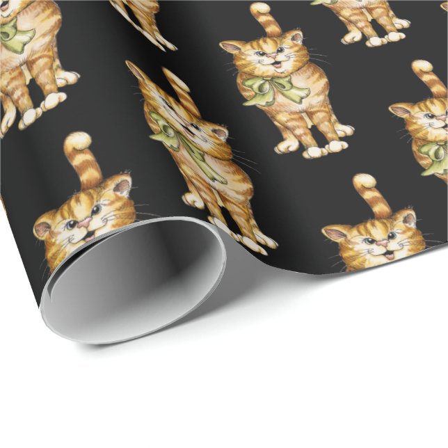 Katze in schwarz geschenkpapier (Rolleneckpunkt)