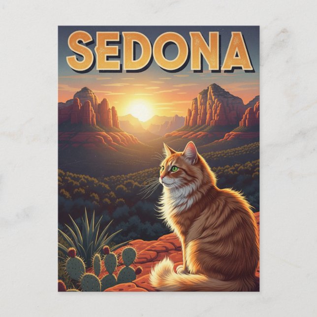 Katze in Sedona Arizona Reisen Vertikal Postkarte (Vorderseite)