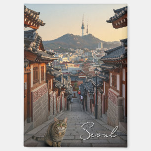 Katze in Seoul Bukchon Südkorea Magnet