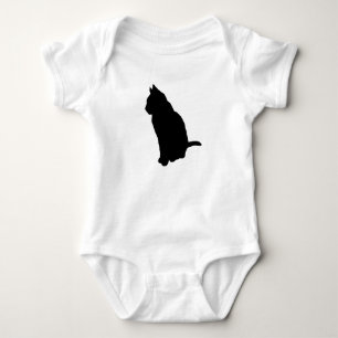 Katze in sitzender Position Silhouette Vektor Auss Baby Strampler