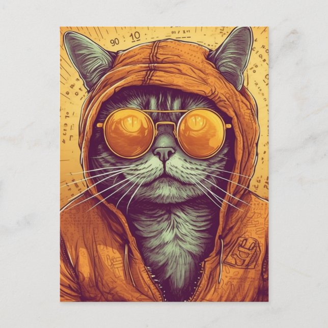 Katze in Sonnenbrille Postkarte (Vorderseite)