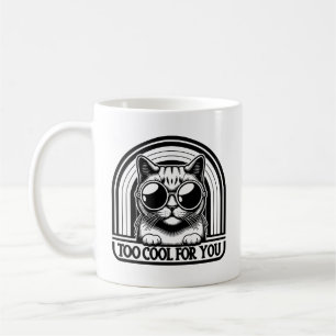 Katze in Sonnenbrille Unisex T-Shirt, zu Cool für  Kaffeetasse