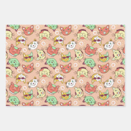 Katze in Sonnenbrillen Muster Geschenkpapier Set