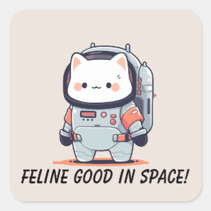 Katze in Spacesuit - Feline gut im Weltraum Quadratischer Aufkleber
