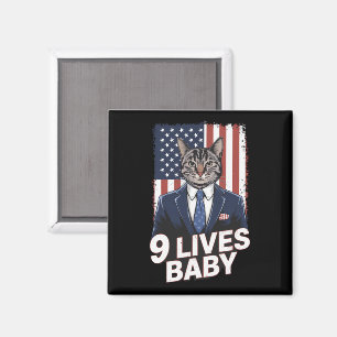 Katze in Suite mit Trump-Haar-Amerikanische-Flagge Magnet