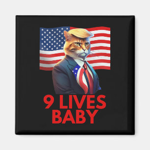 Katze in Suite mit Trump-Haar Amerikanische Flagge Magnet