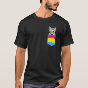 Katze In Tasche Pansexueller Stolz LGBT-Q Flagge L T-Shirt