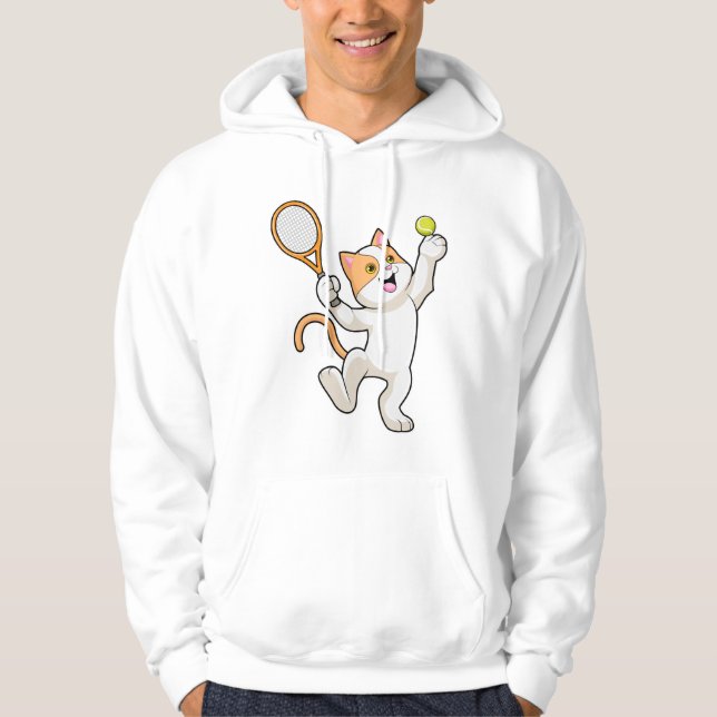 Katze in Tennis mit Tennisschläger Hoodie (Vorderseite)