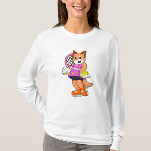 Katze in Tennis mit Tennisschläger T-Shirt